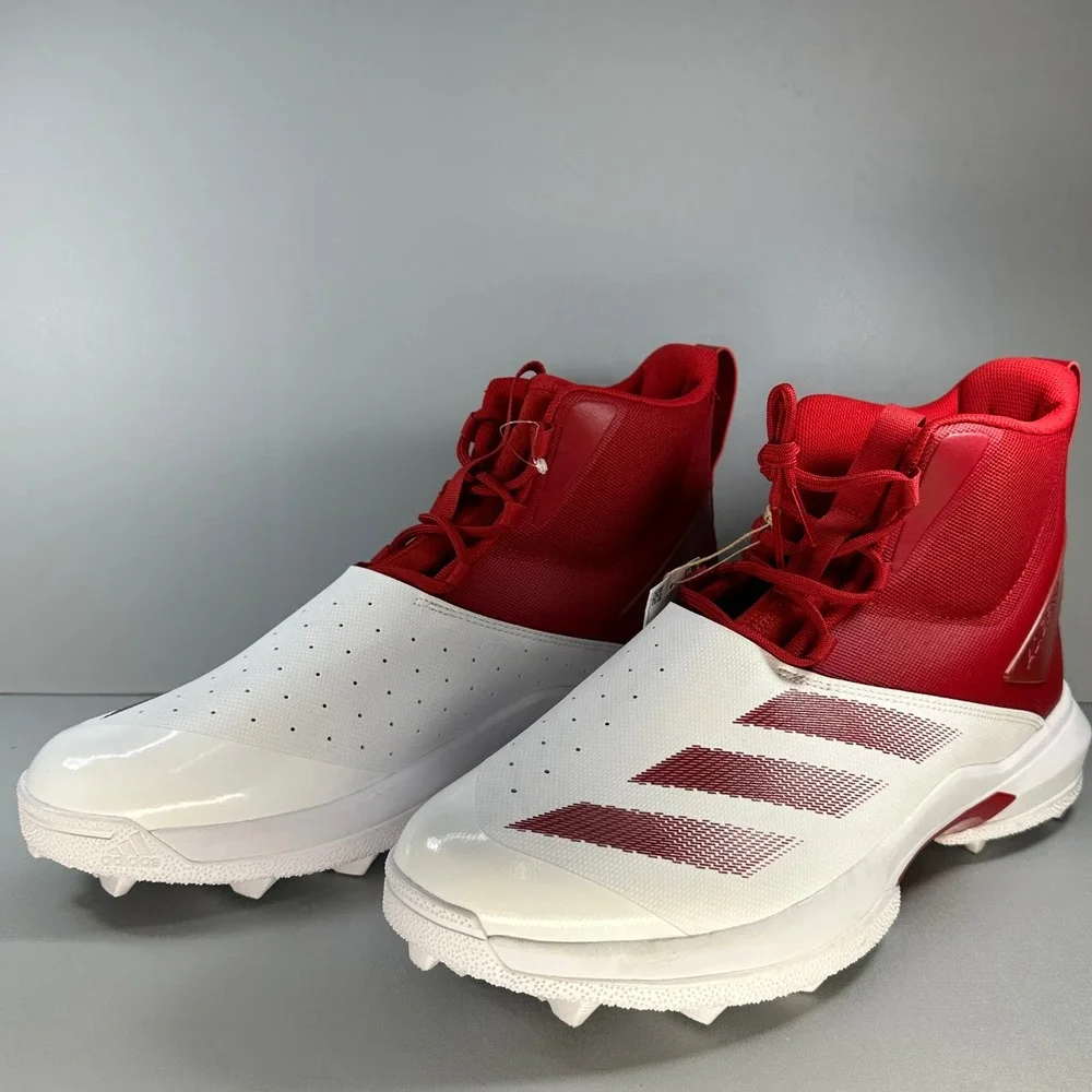 Adidas Football Cleats Mens 15 Red White Adizero Mid Top NEW IH0560